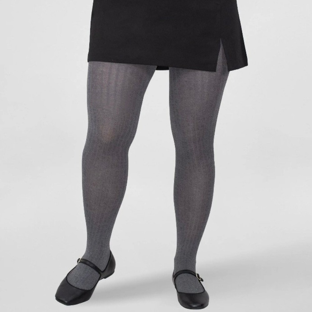 Joyspn‎ Cotton Ribbed Tights Womens Size Small Gray 1 Pair NEW